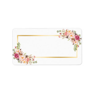 Étiquette Version vierge - Élégant Chic Or Blanc Rose Floral