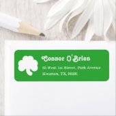 Étiquette Vert 3 feuilles Shamrock Clover Jour de la Saint P (En situation)