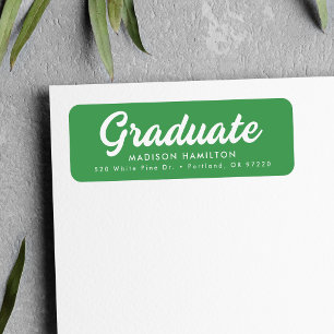 Étiquette Vert Adresse de retour de Graduation de script e