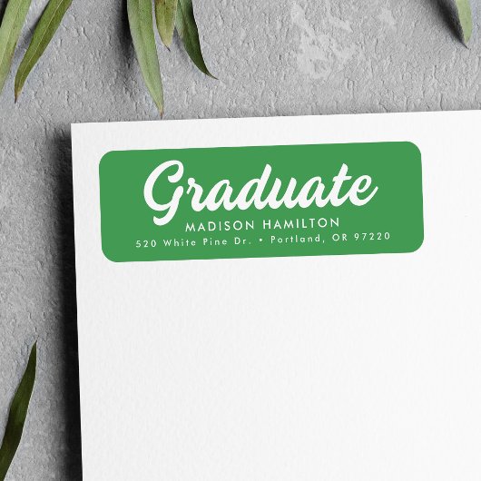 Étiquette Vert | Adresse de retour de Graduation de script e