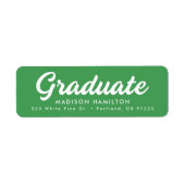 Étiquette Vert | Adresse de retour de Graduation de script e (Devant)