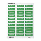 Étiquette Vert | Adresse de retour de Graduation de script e (Feuille entière)