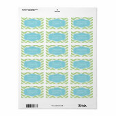 Étiquette Vert blanc bleu Chevron personnel (Feuille entière)