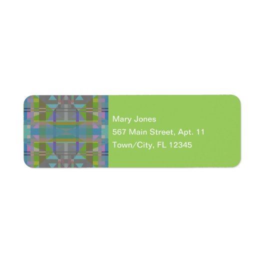 Étiquette Vert bleu violet géométrique (Devant)