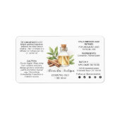 Étiquette Vert Cinnamon Huiles essentielles Aquarelle (Devant)