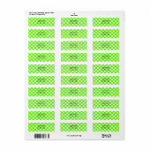 Étiquette Vert citron et pois blancs (Feuille entière)