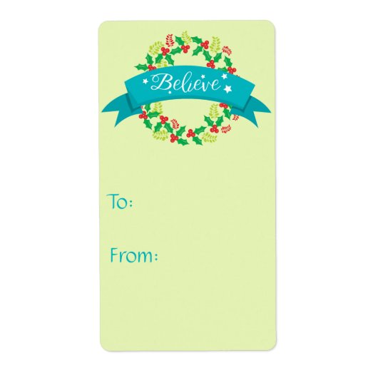 Étiquette Vert clair croire Noël (Devant)