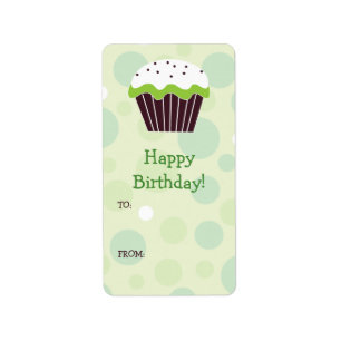 Étiquette vert de cadeau de petit gâteau