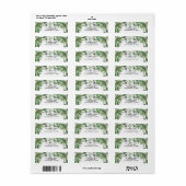 Étiquette Vert de Noël et cônes de pin Campagne Hiver (Feuille entière)