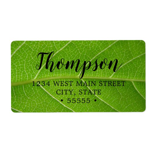 Étiquette Vert feuillus mignon Gros plan de la feuille verte (Devant)