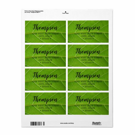 Étiquette Vert feuillus mignon Gros plan de la feuille verte (Feuille entière)