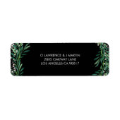 Étiquette Vert & Florets Aquarelle Noir (Devant)