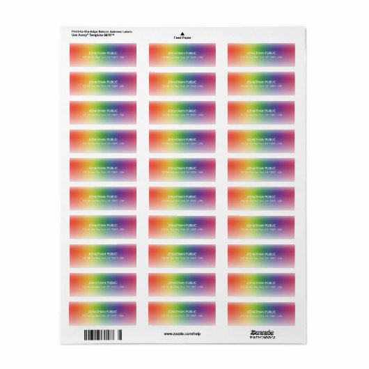 Étiquette Vert Jaune Bleu Rouge Violet Modèle moderne (Feuille entière)