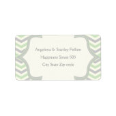Étiquette Vert menthe moderne, gris chevron zigzag mariage (Devant)