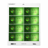 Étiquette VERT NOIR DOMMASK MONOGRAM, émeraude (Feuille entière)