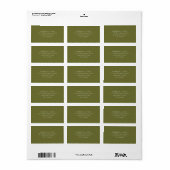 Étiquette Vert olive | Adresse de mariage simple (Feuille entière)