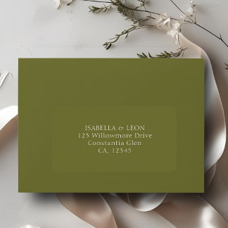 Étiquette Vert olive | Adresse de mariage simple