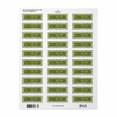 Étiquette Vert olive rétro monogramme initiale adresse de ma (Feuille entière)