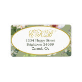 Étiquette Vert or floral élégant Monogramme moderne (Devant)