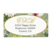Étiquette Vert or floral élégant Monogramme moderne (Devant)
