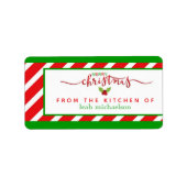 Étiquette Vert Rouge De La Cuisine De Noël (Devant)