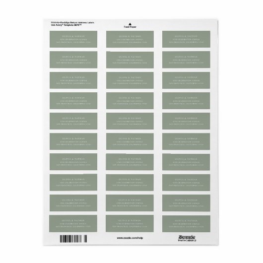 Étiquette Vert sage | Texte simple et élégant (Feuille entière)