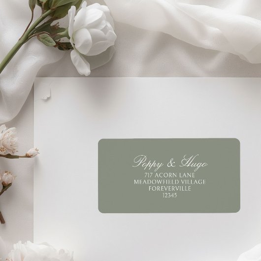 Étiquette Vert sauge | Adresse de retour de mariage simple