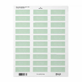 Étiquette Vert sauge classique Typographie simple Adresse (Feuille entière)