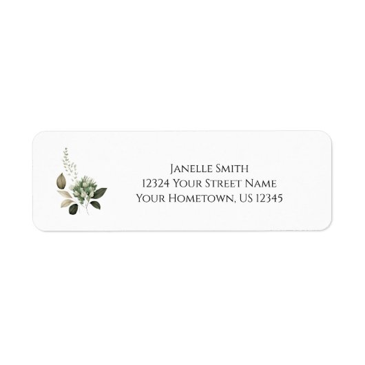 Étiquette Vert sauge floral mariage | (Devant)