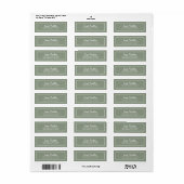 Étiquette Vert sauge moderne écriture ivoire blanc (Feuille entière)