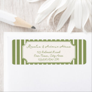 Étiquette Vert sauge rayures vintage mariage personnalisé