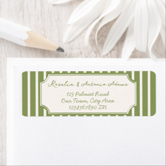 Étiquette Vert sauge rayures vintage mariage personnalisé