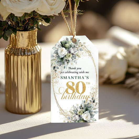 Étiquette verte botanique Boho 80e anniversaire