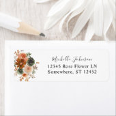 Étiquette verte et Terra Cotta Florale Adresse de  (En situation)