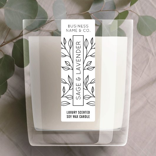 Étiquette vertical mince minimal à bougie botaniqu