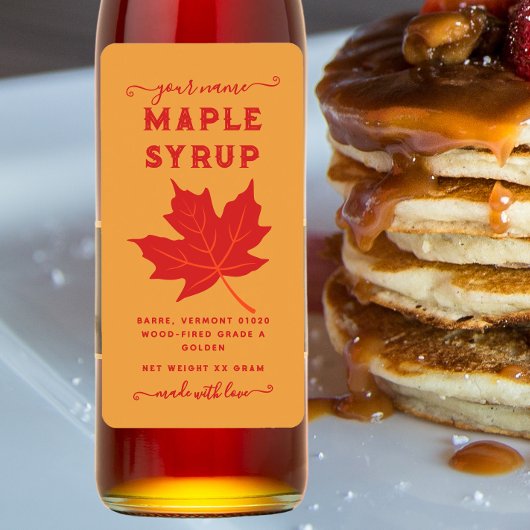 Étiquette verticale sirop d'érable feuille d'érabl