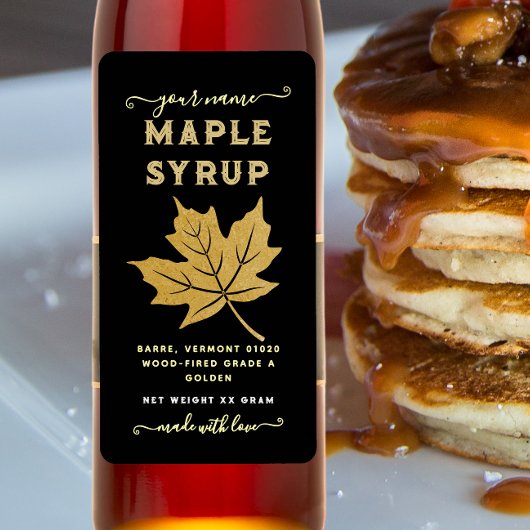 Étiquette verticale sirop d'érable feuille d'érabl