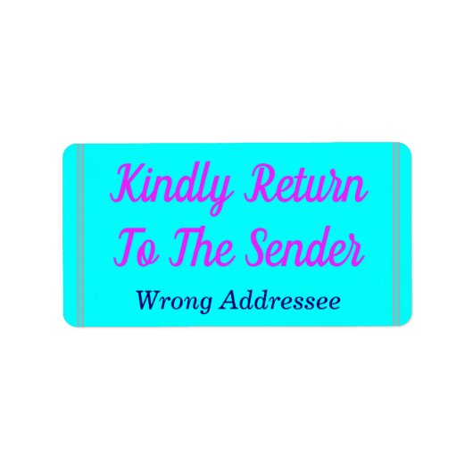 Étiquette "Veuillez Retourner À L'Expéditeur" "Mauvais Desti (Devant)