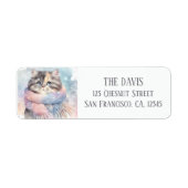 Étiquette Vibes d'hiver Aquarelle Chat Adresse de retour (Devant)