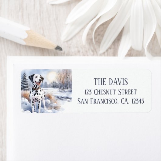 Étiquette Vibes d'hiver Aquarelle Dalmatie - Adresse de reto (En situation)