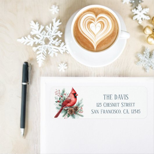 Étiquette Vibes d'hiver Cardinal du Nord - Adresse de retour