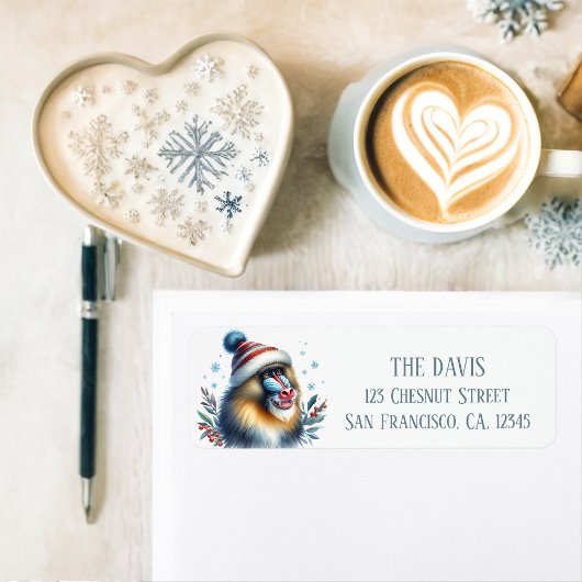 Étiquette Vibes d'hiver Mandrill Monkey - Adresse de retour