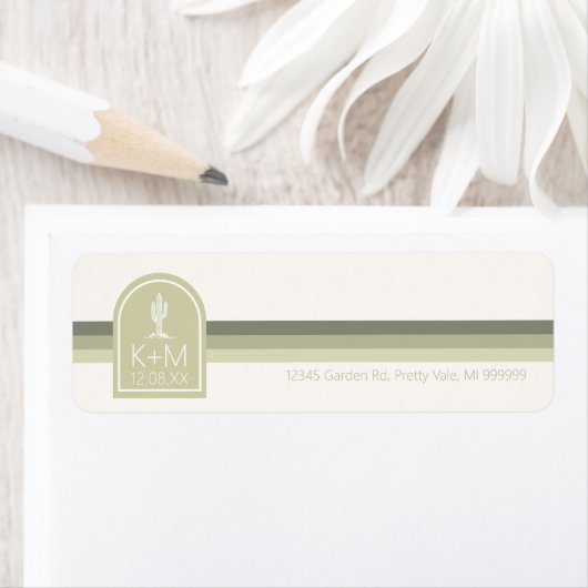 Étiquette Vibes du désert Mariage Sage ivoire ID1019 (En situation)