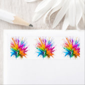 Étiquette Vibrant Rainbow Paint Splatter Explosion (En situation)