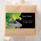 Étiquette VIBRATIONS DE MATIÈRE vert jaune noir (En situation)