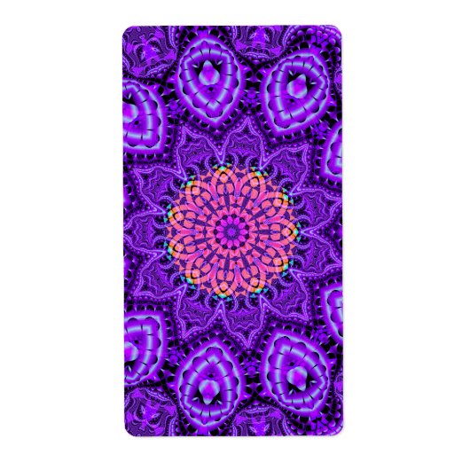Étiquette Vibrations florales violettes ornées Kaleidoscope (Devant)
