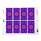 Étiquette Vibrations florales violettes ornées Kaleidoscope (Feuille entière)