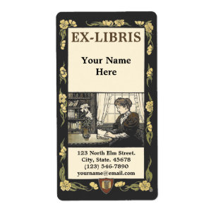 Étiquette Victorian Era Art Nouveau Woman Ex-Libris Template