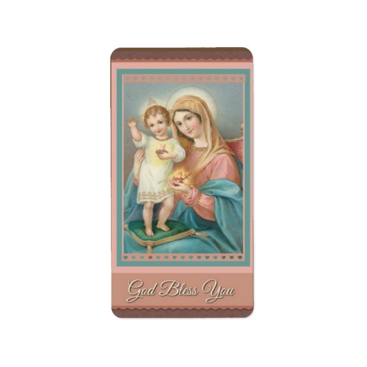 Étiquette Vierge catholique Marie Enfant Jésus (Devant)