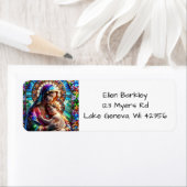 Étiquette Vierge Marie et Bébé Jésus Vitrail (En situation)